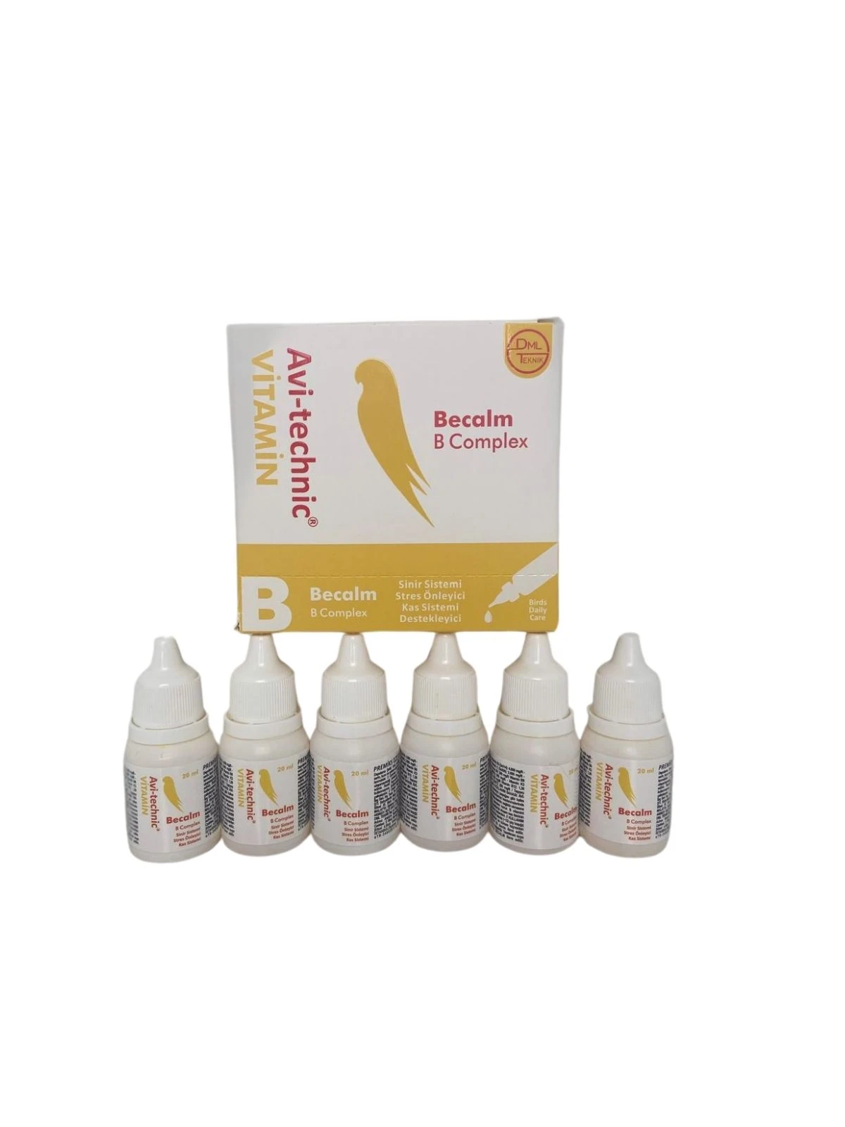 Avi-Technic BECALM B COMPLEX Kuş Takviyesi – Sinir Sistemi ve Stres Desteği – B Vitamin Kompleksi – 6’lı Paket (6 x 20 ml)