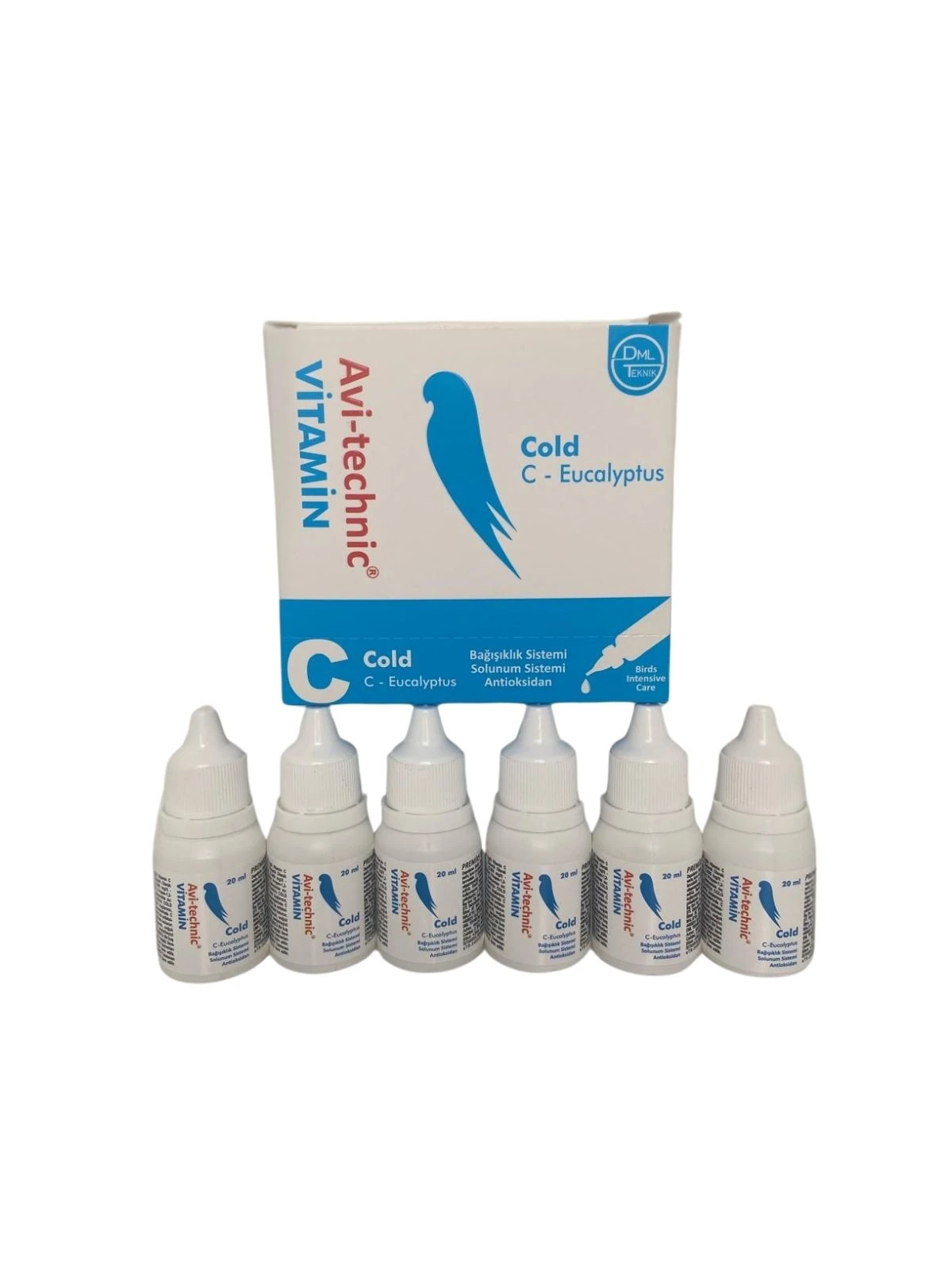 Avi-Technic COLD C – EUCALYPTUS Kuş Takviyesi – Solunum ve Bağışıklık Sistemi Desteği – Vitamin C, Okaliptüs Yağı, Propolis – 6’lı Paket (6 x 20 ml)