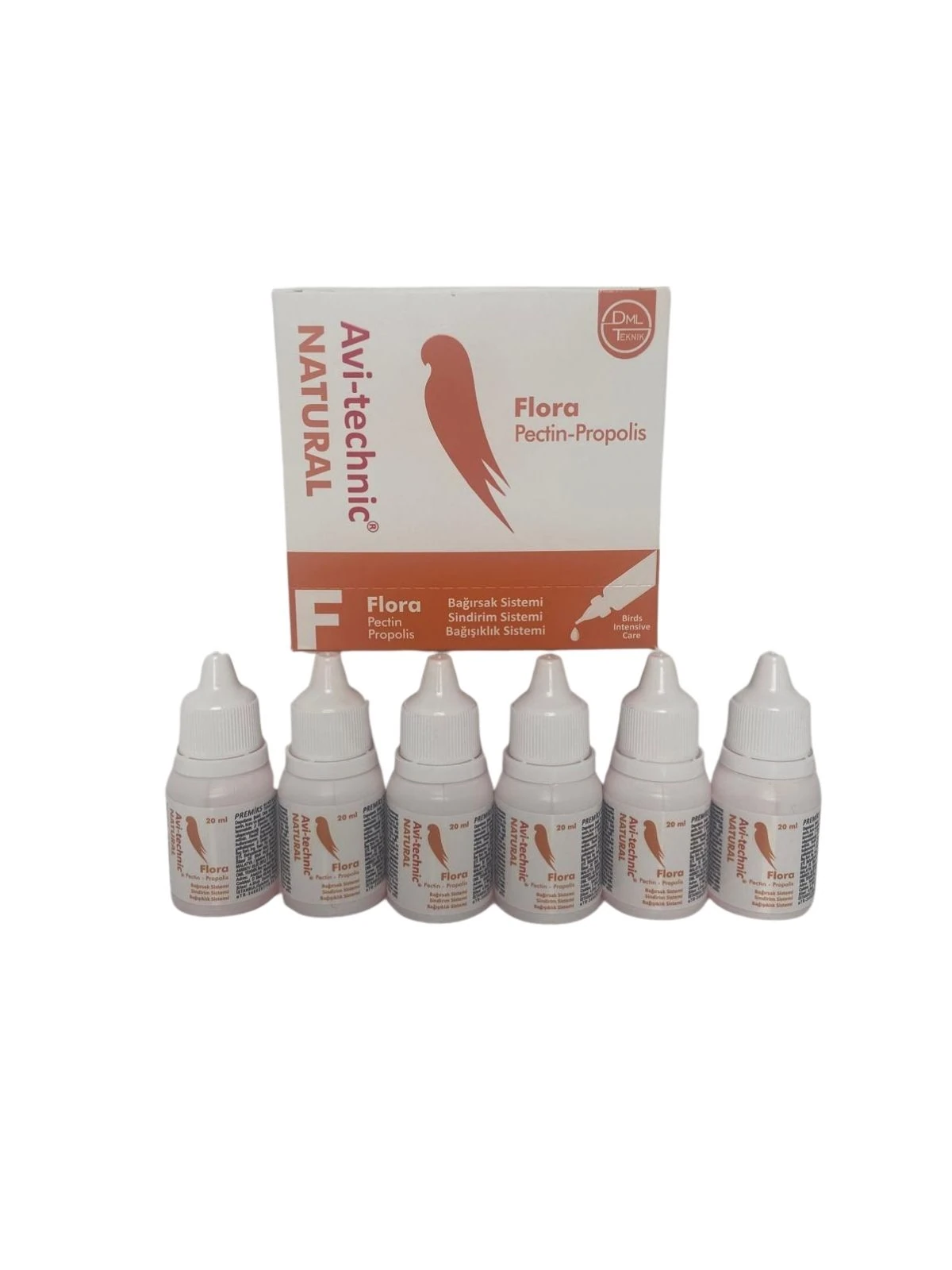 Avi-Technic FLORA PECTİN-PROPOLİS Kuş Takviyesi – Bağırsak, Sindirim ve Bağışıklık Desteği – 6’lı Paket (6 x 20 ml)