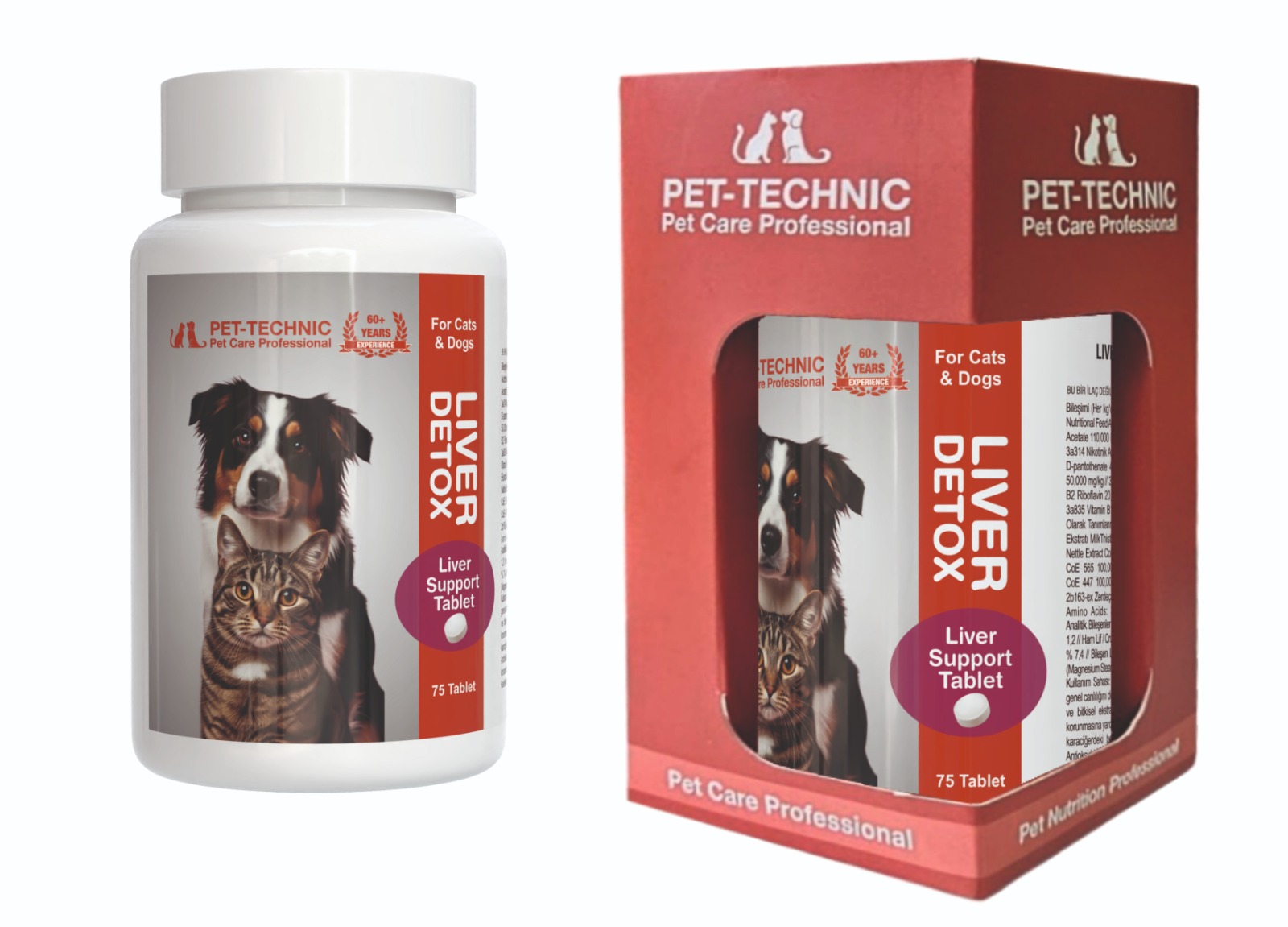Pet-Technic Liver Detox Tablet, Kedi Köpek Karaciğer Sağlığı, Doğal Detoks Desteği, 75 Tablet