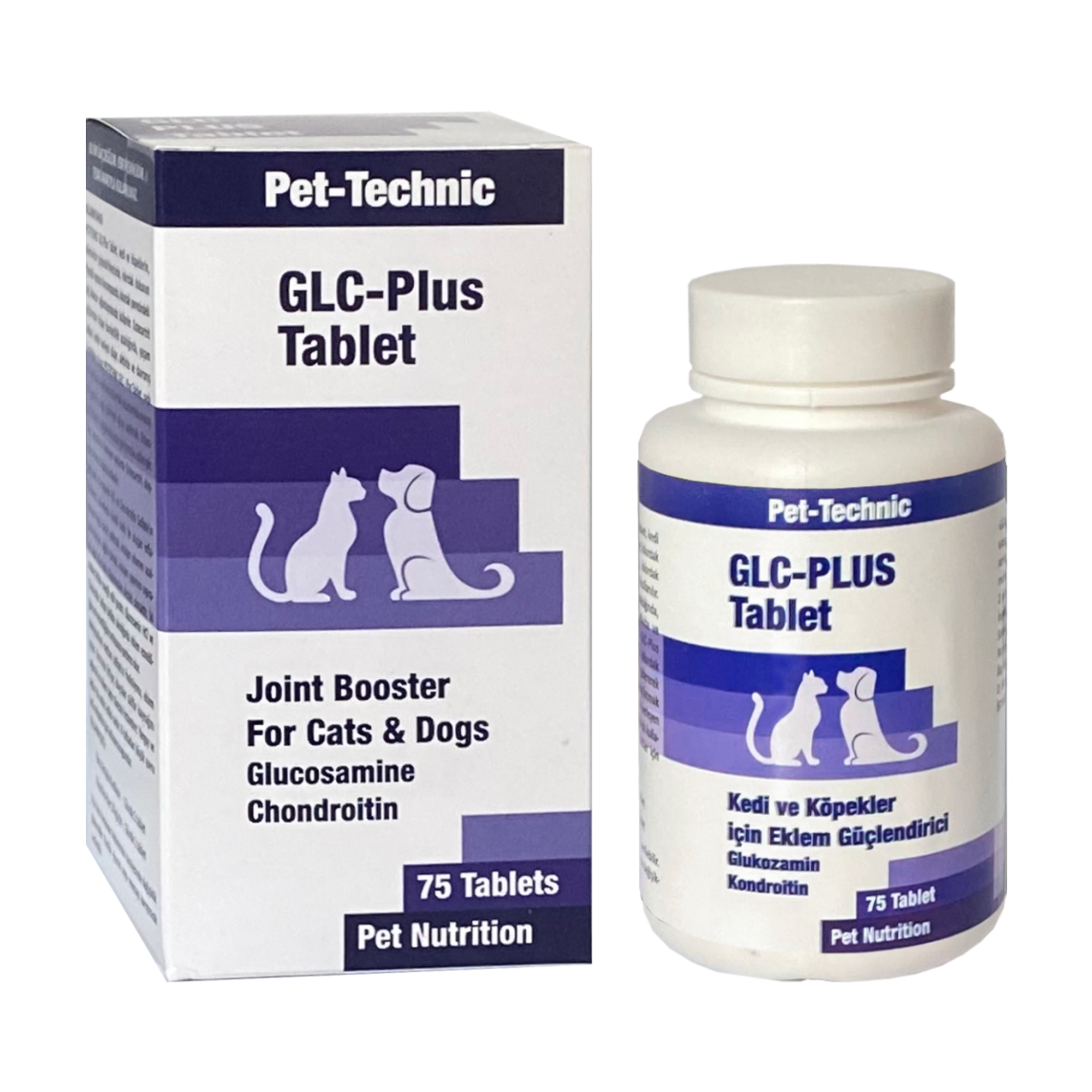 Pet-Technic GLC-Plus Tablet, Kedi Köpek Eklem Güçlendirici, Glukozamin & Kondroitin Desteği, 75 Tablet