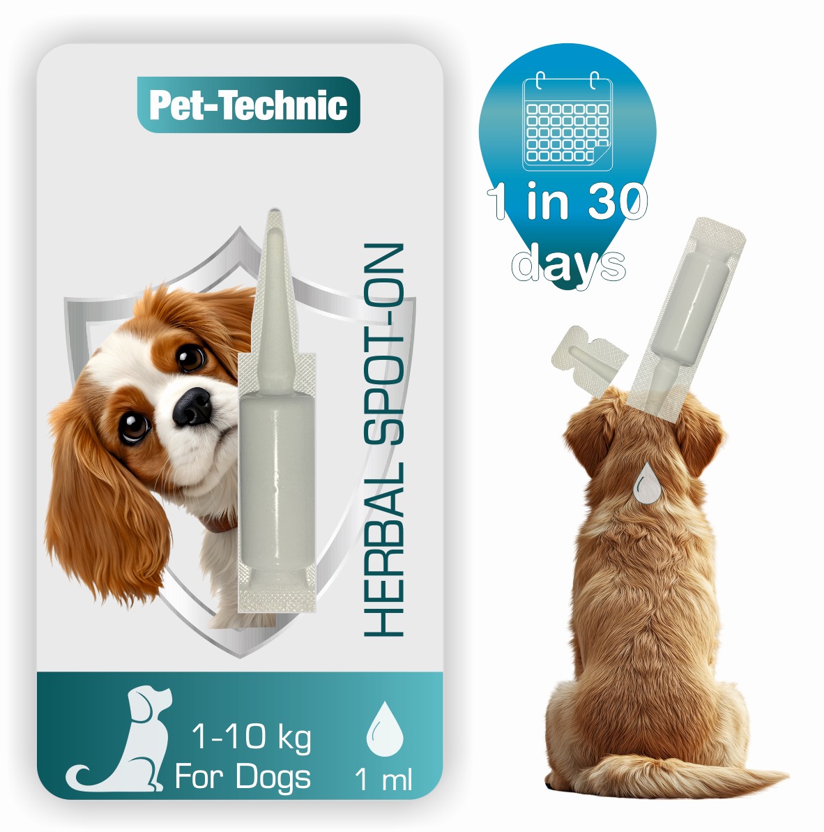 PET-TECHNIC KÖPEK DERİ VE TÜY BAKIM ENSE DAMLASI  (0-10 Kg  / 1 ml )