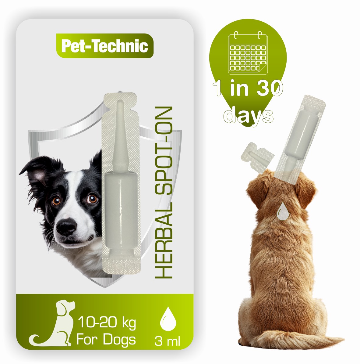 PET-TECHNIC KÖPEK DERİ VE TÜY BAKIM ENSE DAMLASI  (10-20 Kg  / 3 ml )
