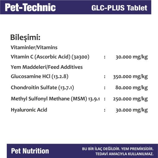 pet technic 2li glc plus tablet eklem guclendirici glukozamin kondroitin 142