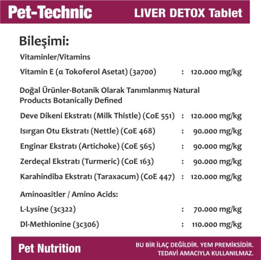 pet technic 2li liver detox tablet karaciger destegi 157