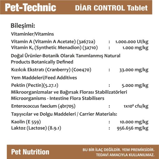 pet technic biotin zinc pasta diar control tablet 891
