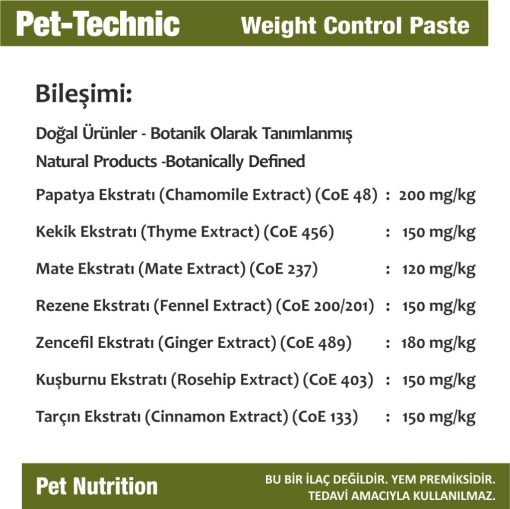 pet technic biotin zinc pasta weight control pasta herbal care cat spray 413