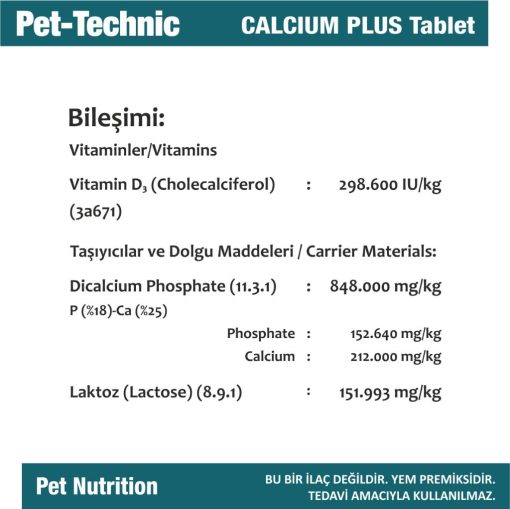 pet technic glc plus pasta calcium plus tablet 833