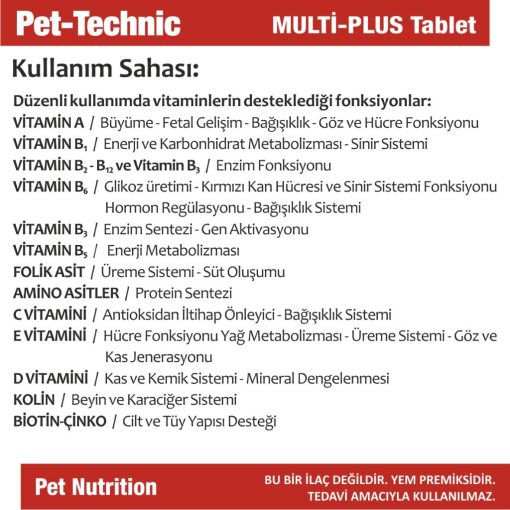pet technic multi plus tablet multivitamin destegi 68